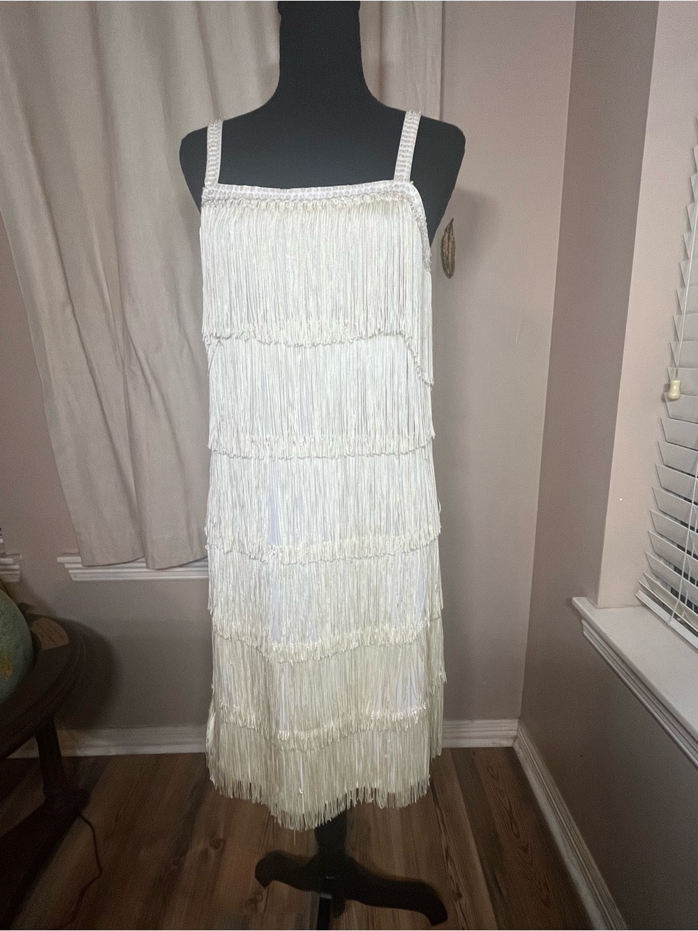 Vintage 1950’s Italian White Fringe Sleeveless Dress